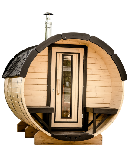 Fasssauna 300 cm Länge mit Terrasse